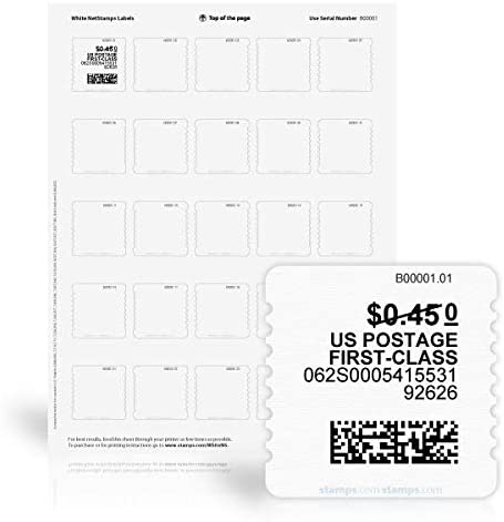Endicia White NetStamps Labels - 50 Sheets / 1250 Stamps