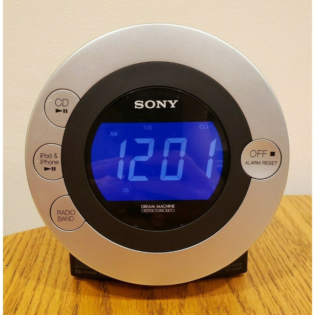 Sony Dream Machine Auto Time Dual Alarm Clock CD iPod iPhone Radio ICFCD3iP